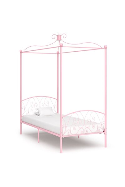 Concept Cadru de pat cu baldachin, roz, 90 x 200 cm, metal