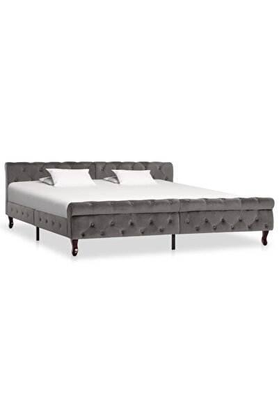 Concept Cadru de pat, gri, 200 x 200 cm, catifea