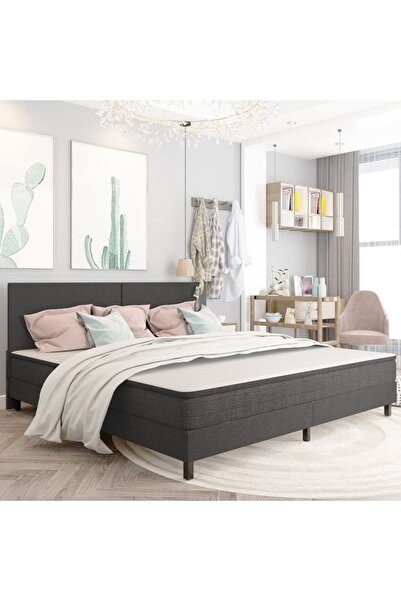 Concept Cadru pat continental, gri, 200x200 cm, material textil