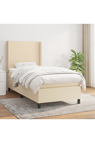 Concept Pat box spring cu saltea, crem, 100x200 cm, textil