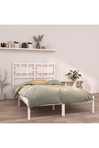 Concept Μικρό σκελετό Διπλό κρεβατιού 4FT, λευκό, 120x190 cm, μασίφ ξύλο