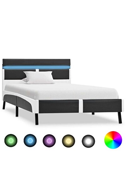 Concept Σκελετός κρεβατιού LED, γκρι, 90 x 200 εκ., Τεχνητό δέρμα