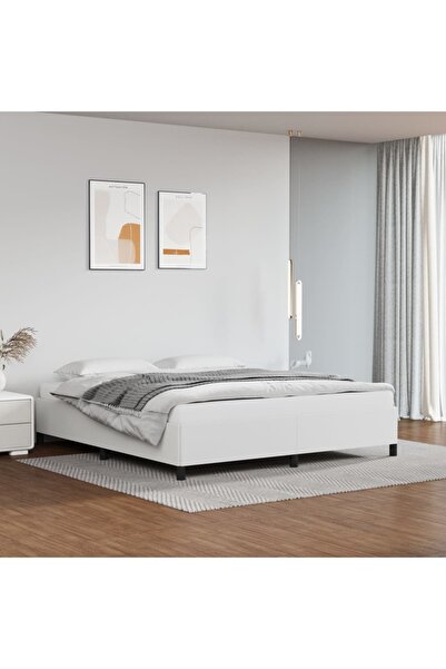 Concept Σκελετός κρεβατιού, λευκό, 160x200 cm, οικολογικό Δερμάτινο