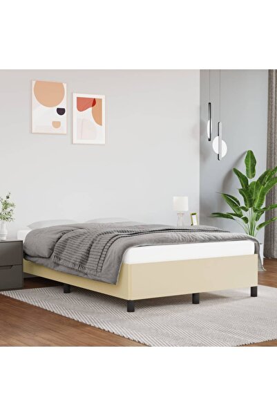 Concept Σκελετός κρεβατιού, κρεμ, 120x200 εκ., οικολογικό Δερμάτινο