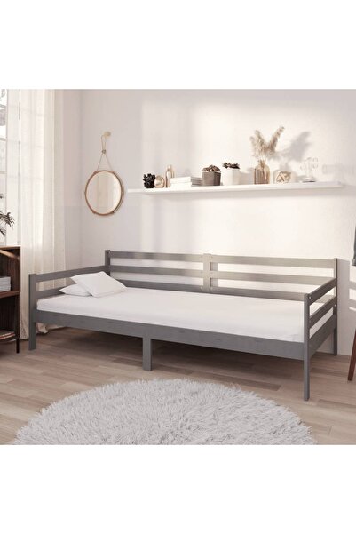 Concept Pat de zi, gri, 90x200 cm, lemn masiv de pin