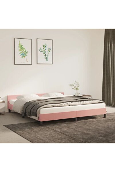 Concept Cadru de pat cu tăblie, roz, 180x200 cm, catifea