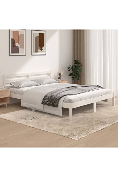 Concept Σκελετός κρεβατιού Μεγάλο μέγεθος 5FT, λευκό, 150x200 cm, από μασίφ ξ...