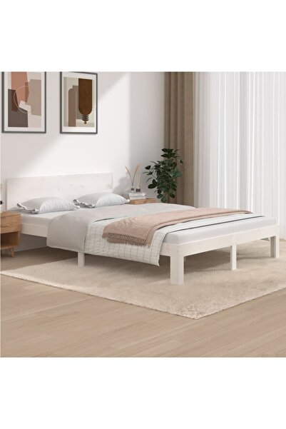 Concept Σκελετός κρεβατιού, λευκό, 140x200 cm, μασίφ ξύλο πεύκου