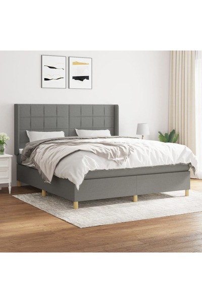 Concept Pat box spring cu saltea, gri închis, 180x200 cm, textil