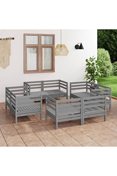 Concept Set mobilier de grădină, 8 piese, gri, lemn masiv de pin