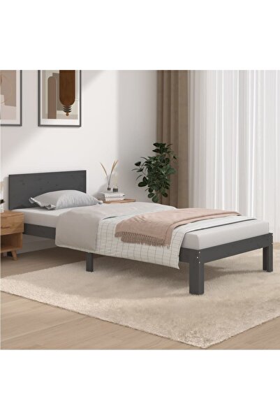Concept Σκελετός κρεβατιού, γκρι, 90x200 εκ., μασίφ ξύλο πεύκου