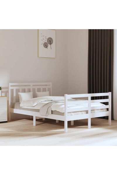 Concept Σκελετός Διπλό κρεβατιού 4FT6, λευκό, 135x190 cm, μασίφ ξύλο