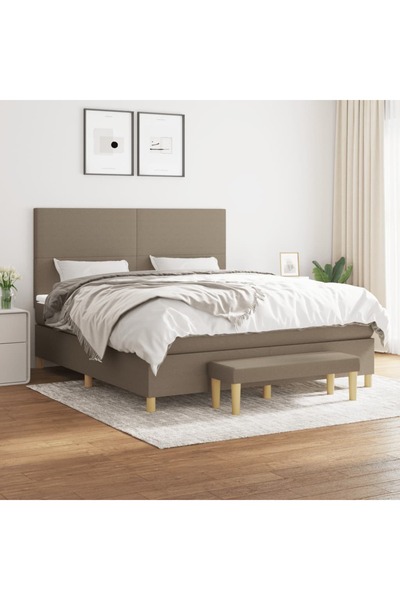 Concept Pat continental cu saltea, gri taupe, 180x200 cm, textil