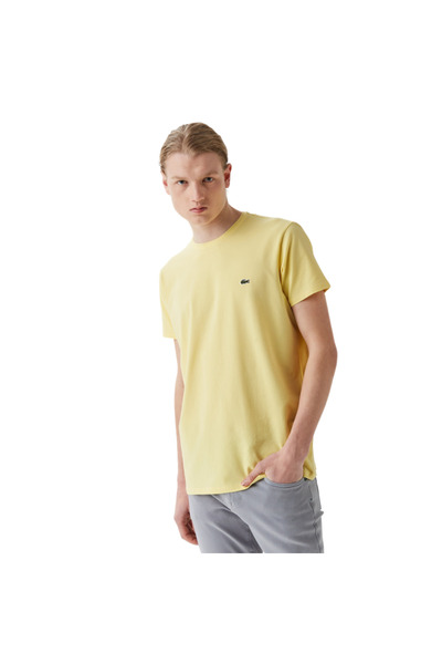 Lacoste تي شيرت رجالي قصة ضيقة بيسايكل كولا بولو أصفر TH0998.107