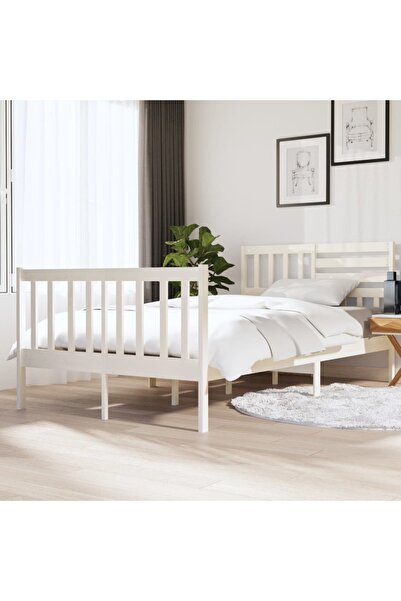 Concept Μικρό σκελετό Διπλό κρεβατιού 4FT, λευκό, 120x190 cm, μασίφ ξύλο