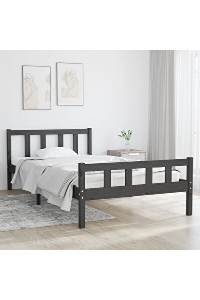 Concept Σκελετός κρεβατιού, γκρι, 100x200 εκ., μασίφ ξύλο πεύκου