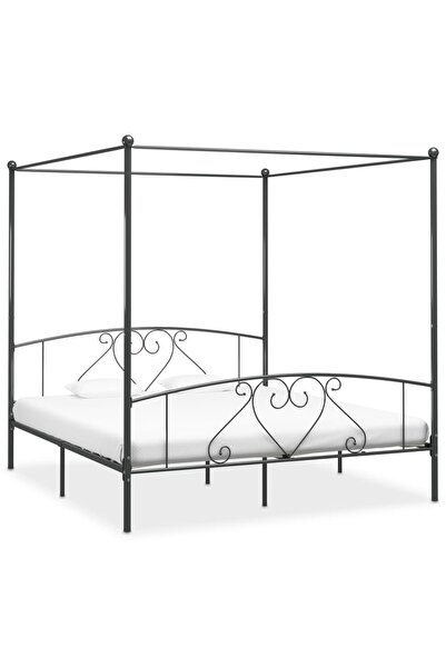 Concept Cadru de pat cu baldachin, gri, 180 x 200 cm, metal