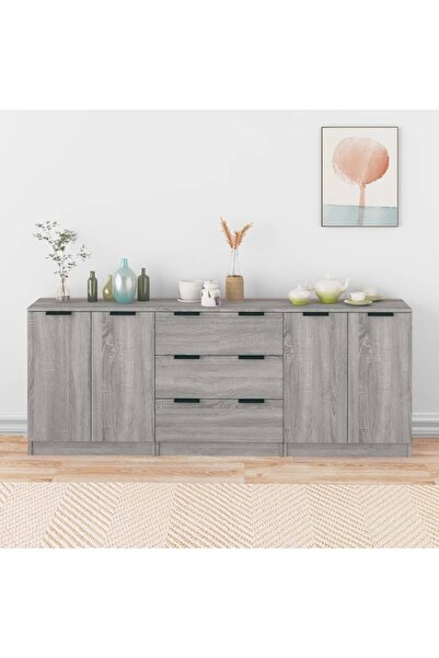 Concept Servante, 3 piese, gri sonoma, lemn compozit