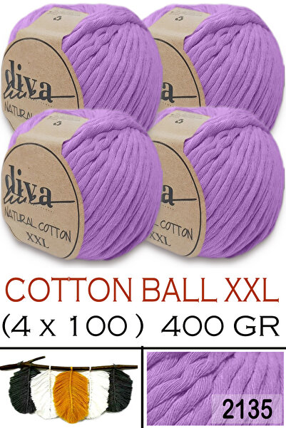 Diva İplik قطن طبيعي مقاس XXL - 4 مم قابل للتمدد مكرمية خيط -2135 أرجواني (عب...