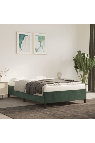 Concept Cadru de pat, verde închis, 120x200 cm, catifea