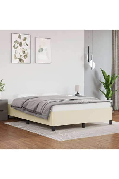 Concept Cadru de pat, crem, 140x200 cm, piele ecologică