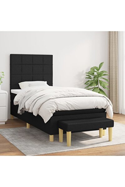 Concept Pat box spring cu saltea, negru, 90x190 cm, textil