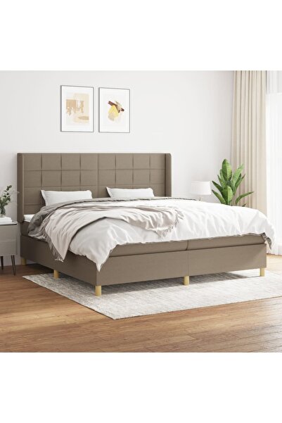 Concept Pat box spring cu saltea, gri taupe, 200x200 cm, textil