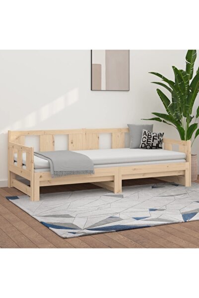 Concept Pat extensibil de zi, 2x(80x200) cm, lemn masiv de pin