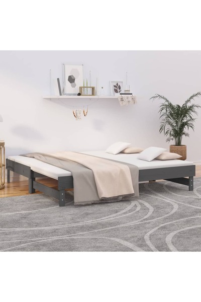 Concept Επεκτεινόμενο daybed, γκρι, 2x(90x190) cm, μασίφ ξύλο πεύκου
