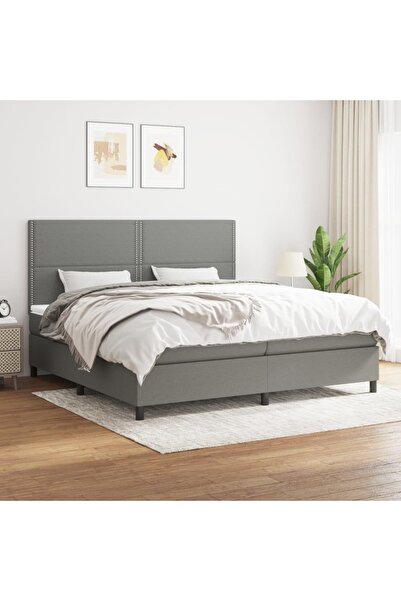 Concept Pat box spring cu saltea, gri închis, 200x200 cm, textil