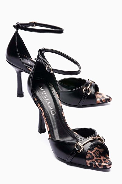 Mubiano فستان سهرة أنيق للنساء حذاء بكعب بمقدمة مدببة وحزام للكاحل مكون من طب...