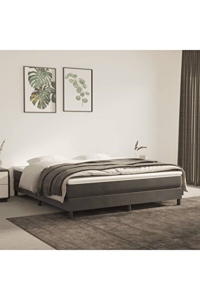 Concept Pat box spring cu saltea, gri închis, 180x200 cm, catifea