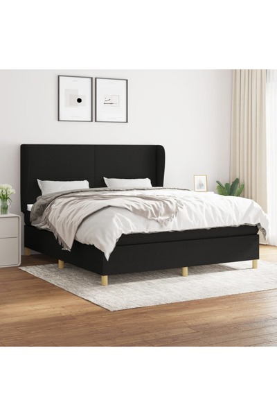 Concept Pat box spring cu saltea, negru, 180x200 cm, catifea
