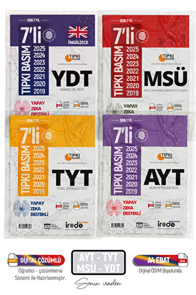 İrade Yayınları 2026 Yks Ayt Tyt Msü Ydt Ösym Çıkmış Soru Son 7 Yıl Tıpkı Bas...