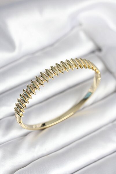 Inure Jewelry Gold Color Zircon Stone Brass Women's Handcuffs