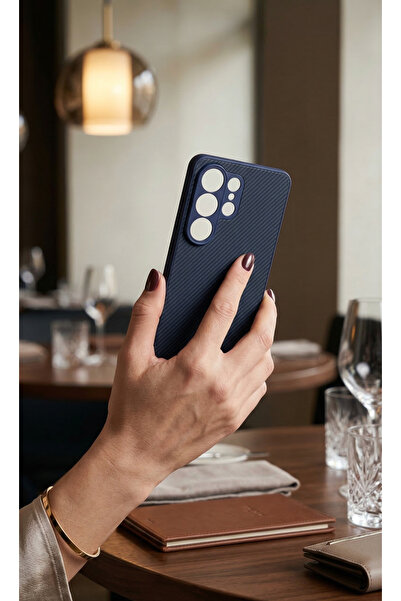 TechTrove Carbon Fiber D Textured Matte Dark Blue Premium Silicone Case Compa...