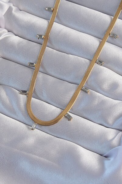 Inure Jewelry 316L الصلب الذهب اللون الرغيف الفرنسي حجر سلسلة قلادة الإيطالية