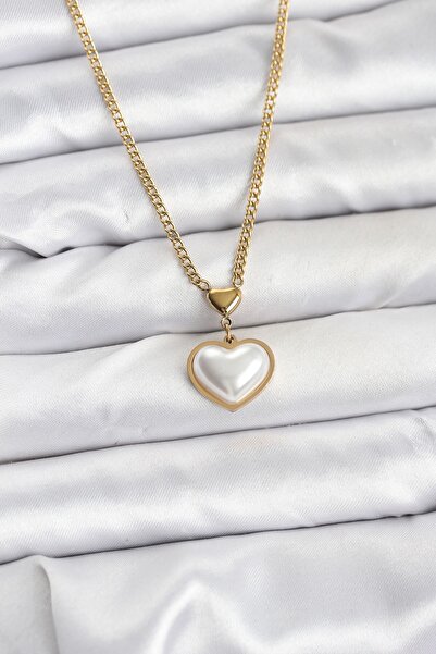 Inure Jewelry قلادة نسائية من الفولاذ 316L بلون ذهبي على شكل قلب مقوس