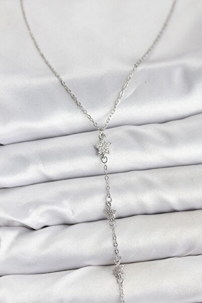 Inure Jewelry قلادة نسائية على شكل حرف Y من الفولاذ 316L مع نجمة فضية اللون