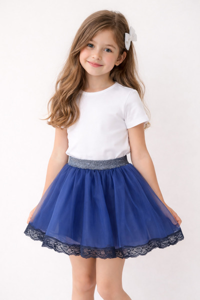 nacar çarşı Girl's Navy Blue Lace Detailed Skirt Tulle April 23 October 29