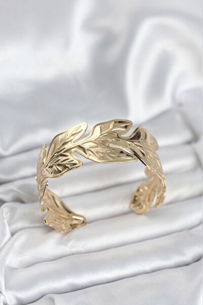 Inure Jewelry سوار نسائي موديل أوراق النحاس بلون ذهبي