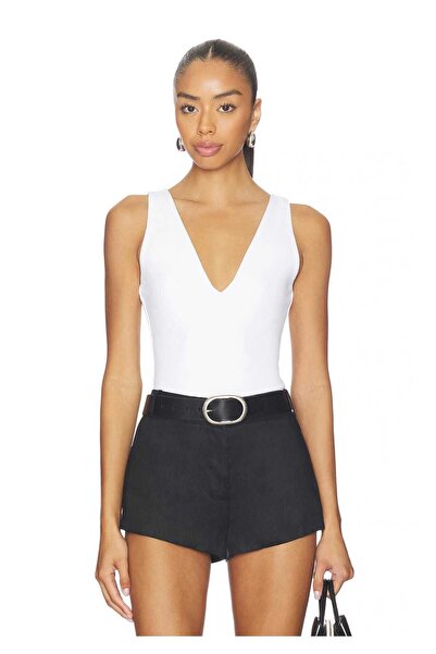 AFR CLOTHES Women's Double Layer Jersey V-Neck Backless Bodysuit