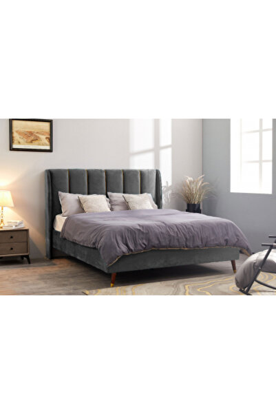 MarketMob Pat Belmonde 160x200 cm catifea cu catifea gri cu somieră inclusă