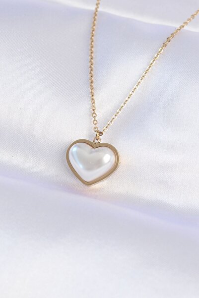 Inure Jewelry 316L الصلب سلسلة الذهب اللون الحجر الأبيض فقاعة القلب قلادة