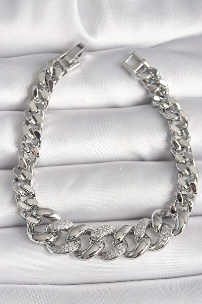 Inure Jewelry سوار نسائي من حجر الزركون الفضي والنحاسي السميك