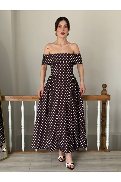 YK FASHION Puantiyeli Prenses Model Elbise
