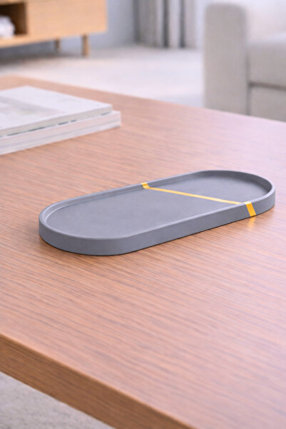 Syulet Dekor Linea - Handmade Minimal Presentation Tray (Gray)