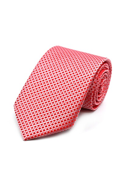 Sade Kravat Red White Small Checked Tie 3378 Red