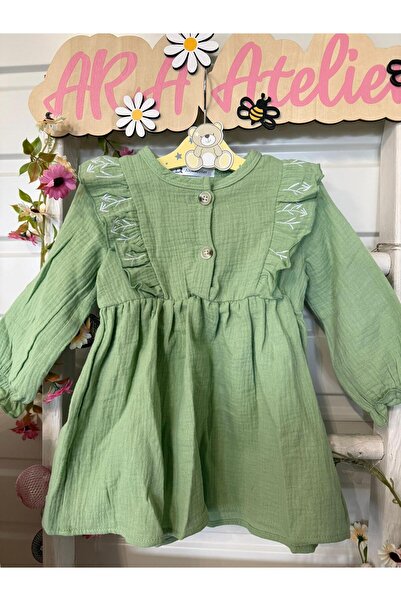 ARA Atelier Rochita muselina Verde Olive cu broderie