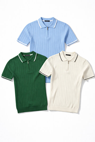 Gameyal Ανδρικό Σετ Μπλουζάκια Πόλο με Γιακά από Πλεκτό Ύφασμα 3 τεμαχίων – Λ...